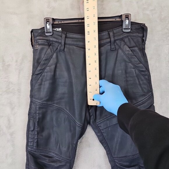 G-Star Raw Jeans Mens Size 30 Waxed Black Rackam 3D Skinny Double Knee Lyocell - Picture 12 of 16